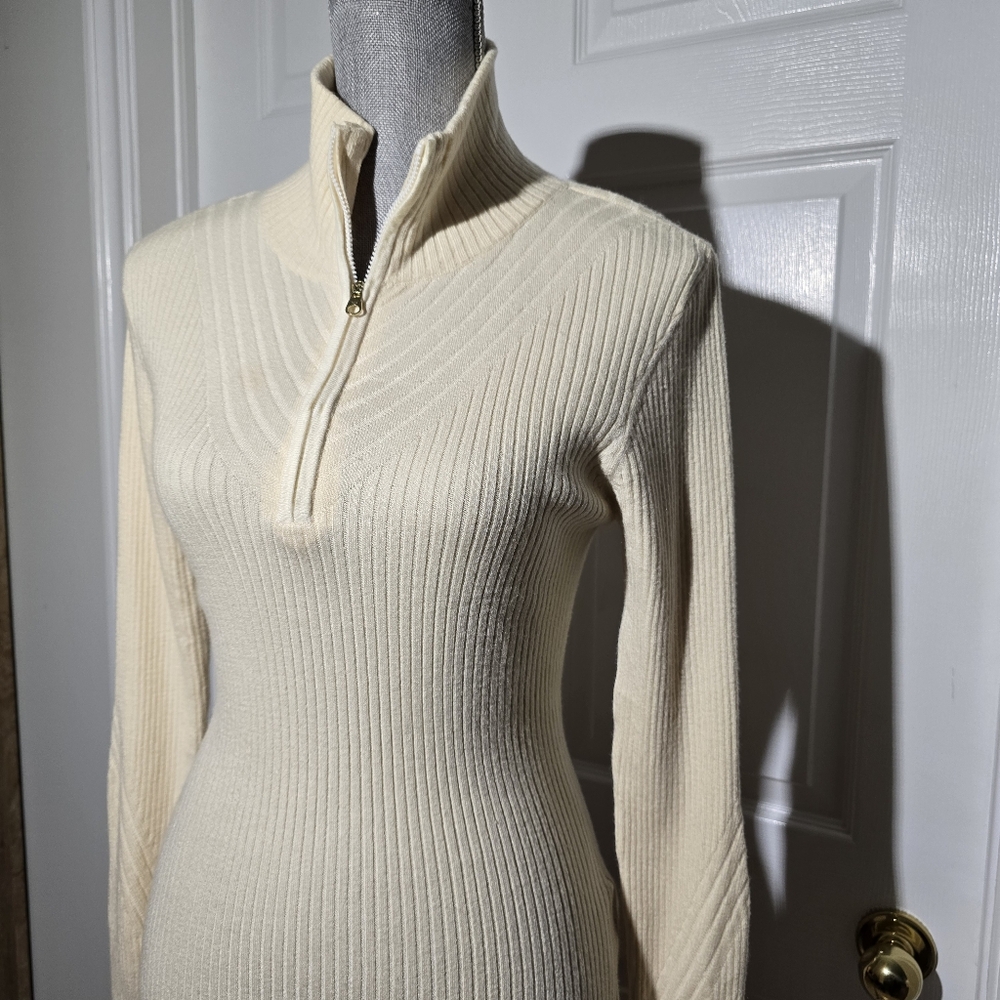 Varley Cream Ribbed Half-Zip Sweater - Picture 3 of 7